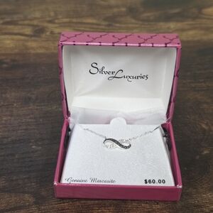 Silver Plated Marcasite Infinity Necklace